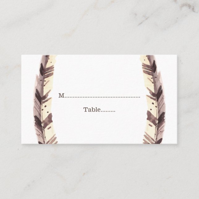 Feathered Border Wedding Place Cards (Front)