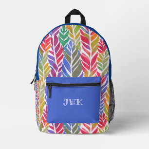 Feathered Elegance Monogram Printed Backpack