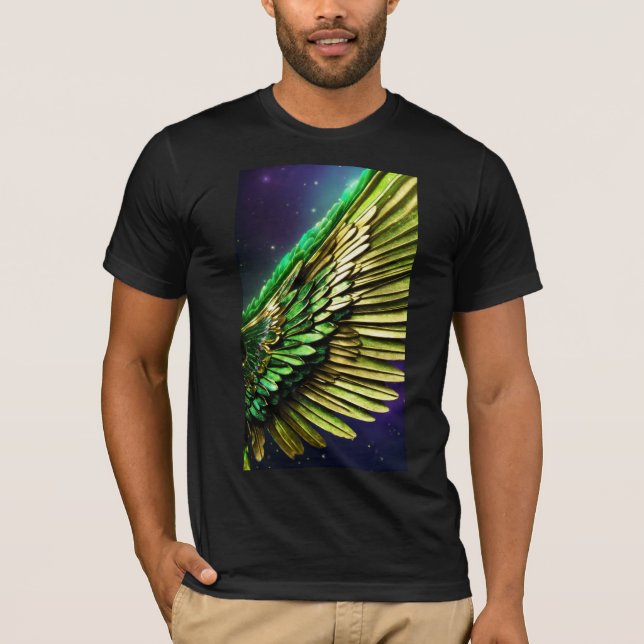 Feathered Elegance: Peacock-Inspired T-Shirt. T-Shirt (Front)