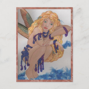 feathered faerie with beads postcard