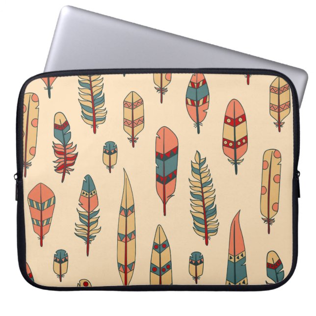 Feathered Fancy: Hand Drawn Patterns Laptop Sleeve (Front)