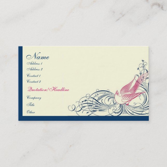 Feathered Fantasy Appointment Card (Front)