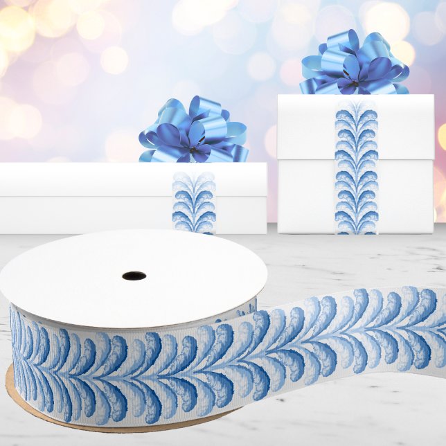 Feathered Fete Stripe in Blue Porcelain Grosgrain Ribbon (Creator Uploaded)