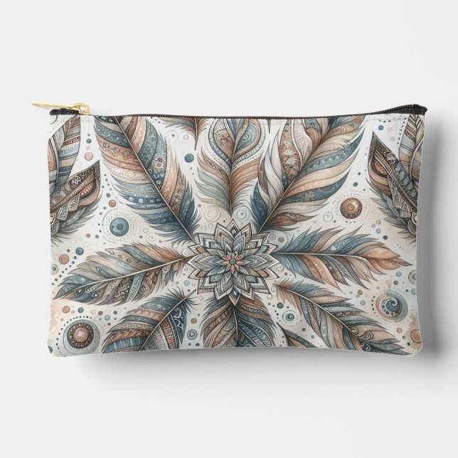 Feathered Flower Accessory Pouch (Front)