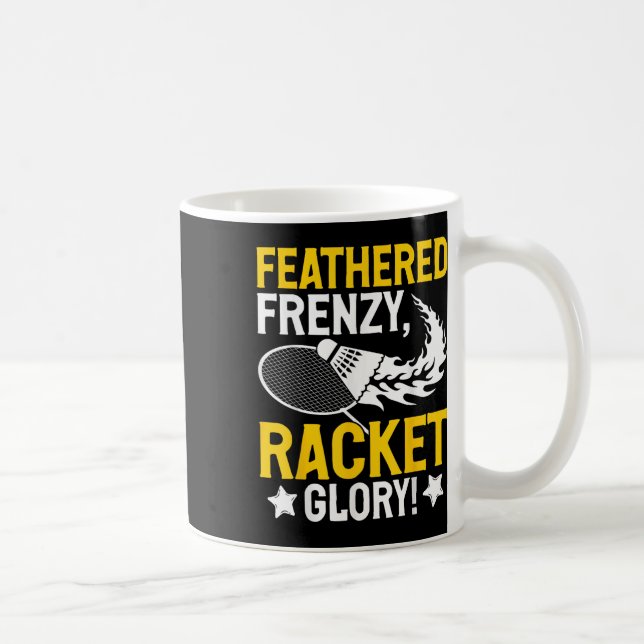 Feathered Frenzy, Racket Glory! Badminton Player S Coffee Mug (Right)