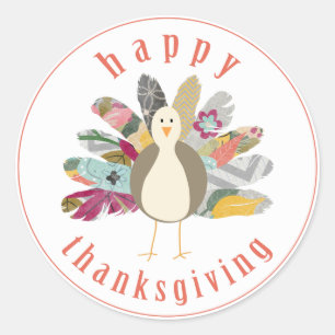 Feathered Friend Happy Thanksgiving Stickers