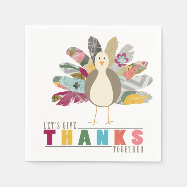 Feathered Friend Thanksgiving Dinner Paper Napkins (Front)