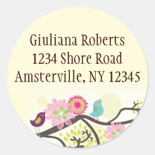 Feathered Friends Round Address Sticker