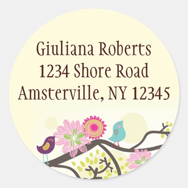 Feathered Friends Round Address Sticker (Front)