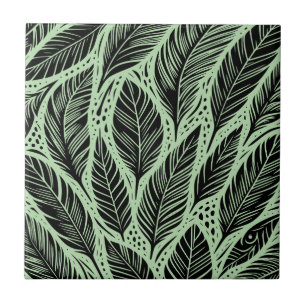 Feathered Greens Ceramic Tile