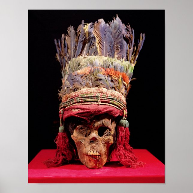 Feathered headdress on a skull, from Peru Poster (Front)