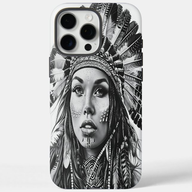 Feathered Indian warrior girl Case-Mate iPhone Case (Back)