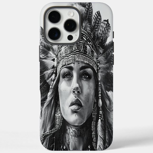 Feathered Indian warrior girl in daylight Case-Mate iPhone Case (Back)