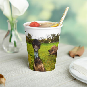 "Feathered Interruption: The Great Emu Photobomb" Paper Cups