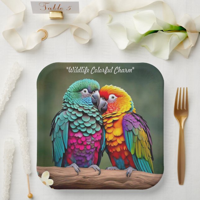 "Feathered Jewels" Paper Plate (Wedding)