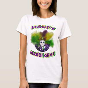 Feathered Mardi Gras Mask T-Shirt