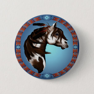 Feathered Paint Horse-Button 6 Cm Round Badge