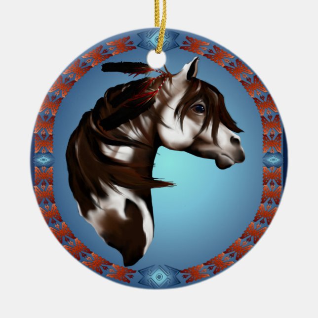 Feathered Paint Horse-Ornaments Ceramic Ornament (Front)