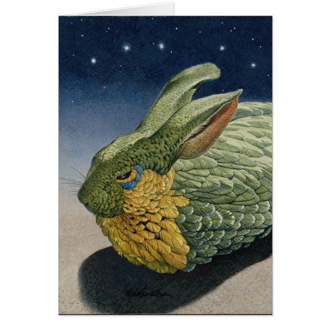 Feathered Rabbit at night with stars "Nocturn" (Front)