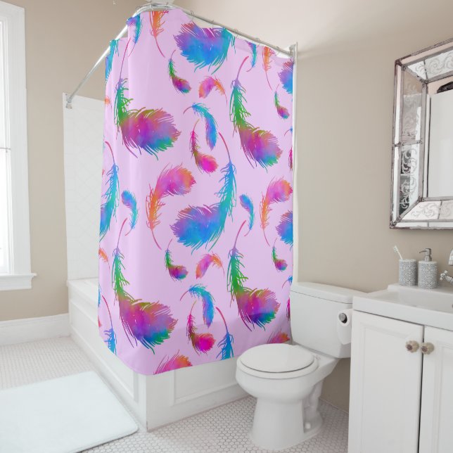 Feathered Rain at Sunset Shower Curtain (In Situ)