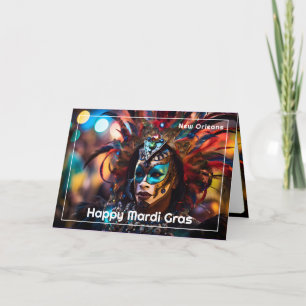 💚💜💛Feathered Splendour: Mardi Gras Opulence Card