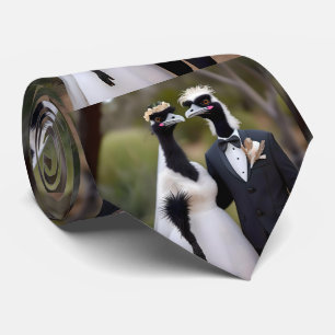 "Feathered Vows: An Emu-tiful Wedding Union" Tie