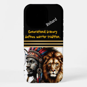 Feathered warrior with a lion iPhone 16 pro max case