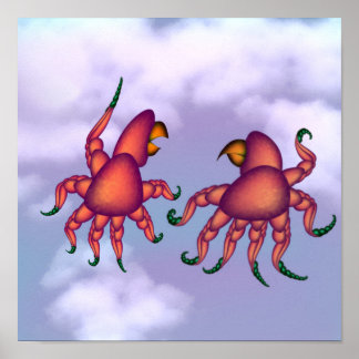 Featherless ember alien birds in the storm Poster