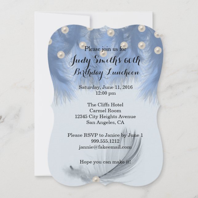 Feathers 60th Birthday Party Invitations (Front)