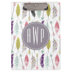 Feathers and Arrows Monogram Clipboard