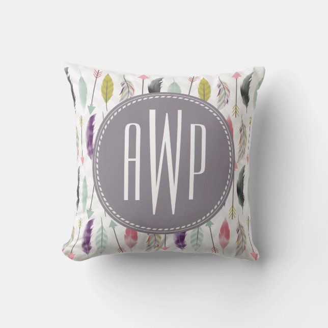 Feathers and Arrows Monogram Cushion (Front)