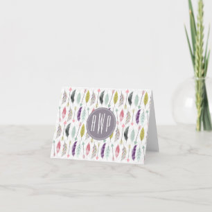 Feathers and Arrows Monogram Note Card