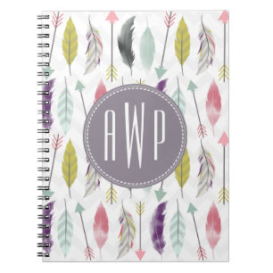 Feathers and Arrows Monogram Notebook