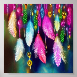Feathers and beads poster