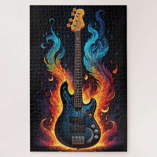 Feathers And Flames Electric Bass Guitar Jigsaw Puzzle (Vertical)