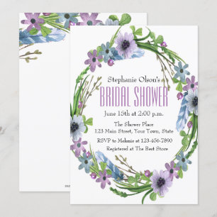 Feathers and Flowers Bridal Shower Invitation