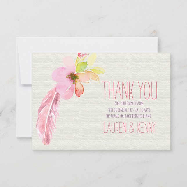 Feathers and Flowers Thank You Cards (Front)