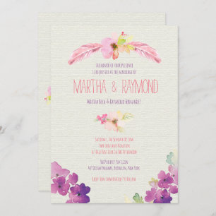 Feathers and Flowers, Wedding Invitations