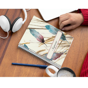 Feathers and grass, custom notebook
