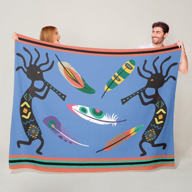 Feathers and Kokopelli Fleece Blanket (In Situ)