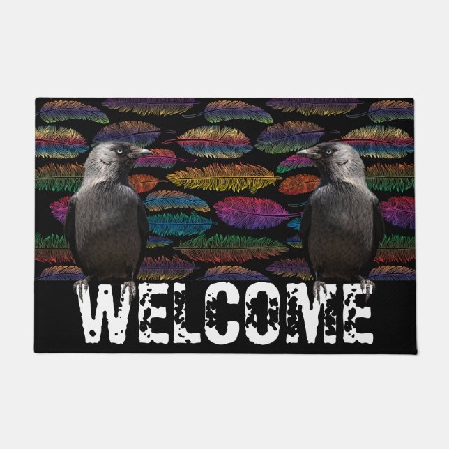 Feathers And Two Ravens Doormat (Front)