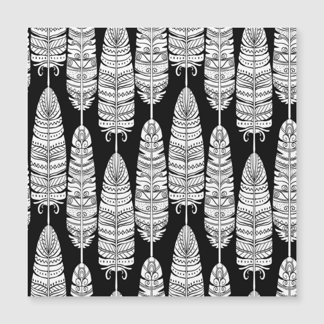 Feathers boho: black and white pattern (Front)
