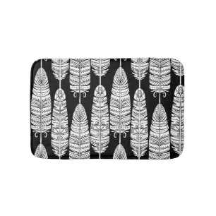 Feathers boho: black and white pattern bath mat