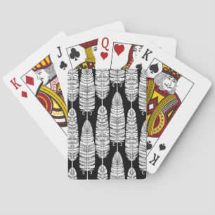 Feathers boho: black and white pattern playing cards