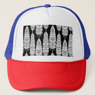 Feathers boho: black and white pattern trucker hat