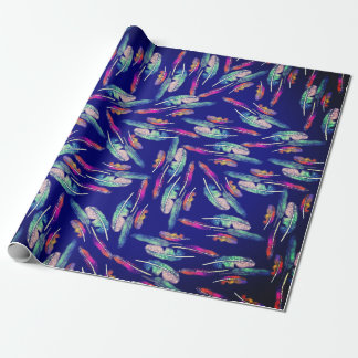 Feathers boho color wrapping paper