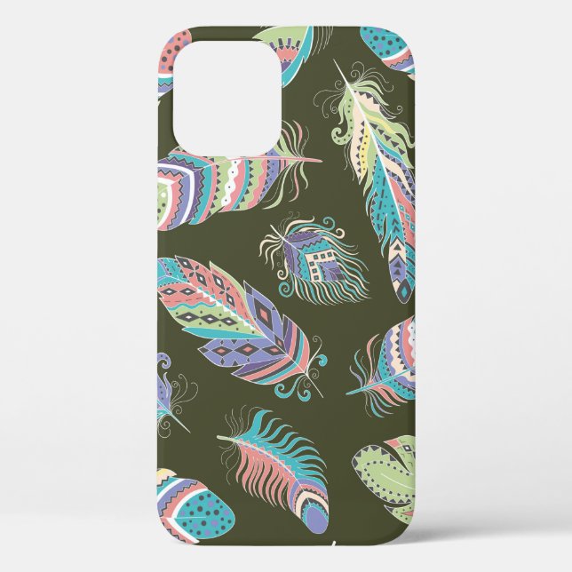 Feathers Boho Seamless Pattern. Tribal Ethnic Back Case-Mate iPhone Case (Back)