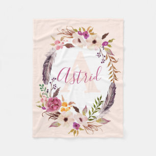 Feathers Boho watercolor customised blanket