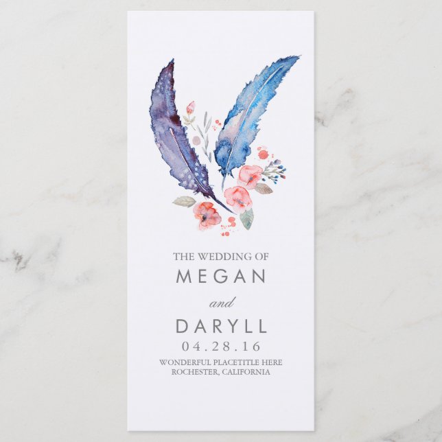 Feathers Boho Wedding Programs (Front)
