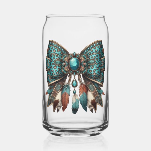 feathers bow style can glass (Front)